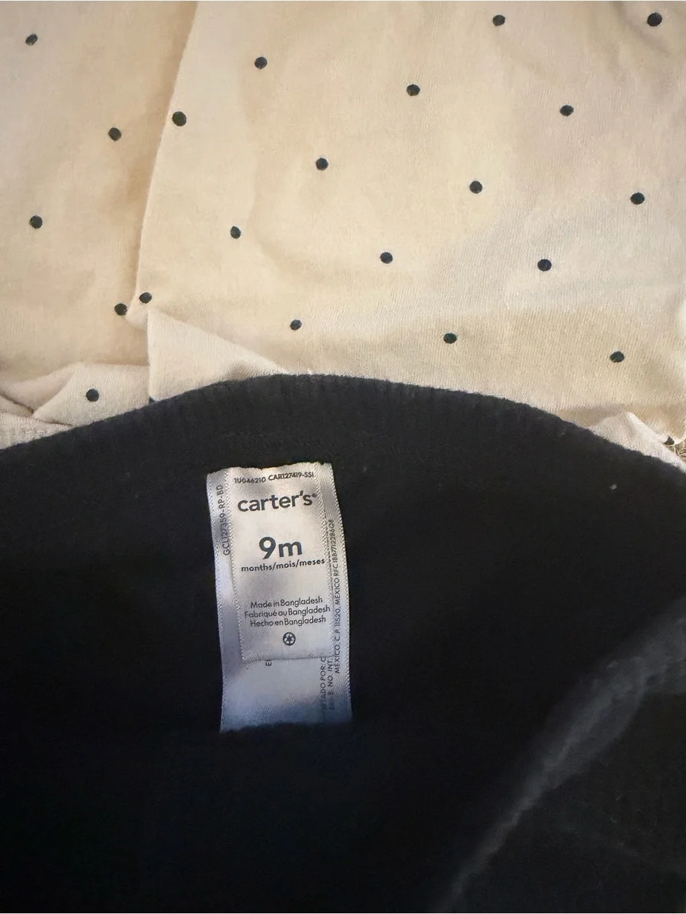 Carter's Cream Polka Dot Ruffle Top with Black Ribbed Leggings